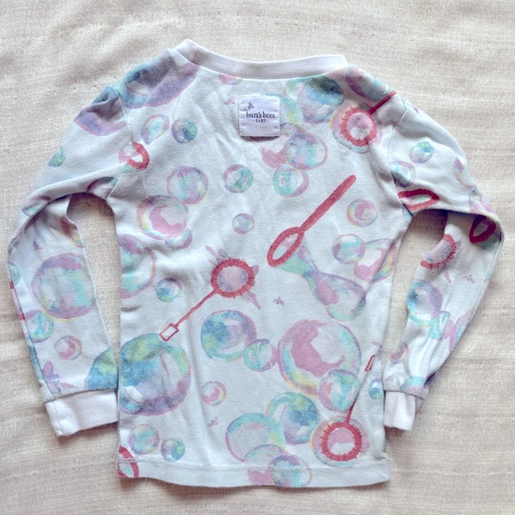 Burt’s Bees Baby Blowing Bubbles Print Organic Cotton Pajamas, Watercolor - Picture 2 of 8